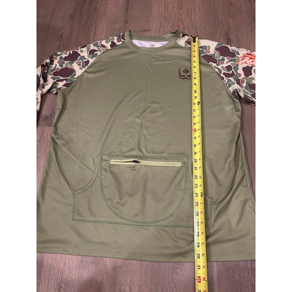 Zero Foxtrot Mens 2XL Olive Green Camo Raglan Long Sleeve Performance Shirt - Picture 7 of 9